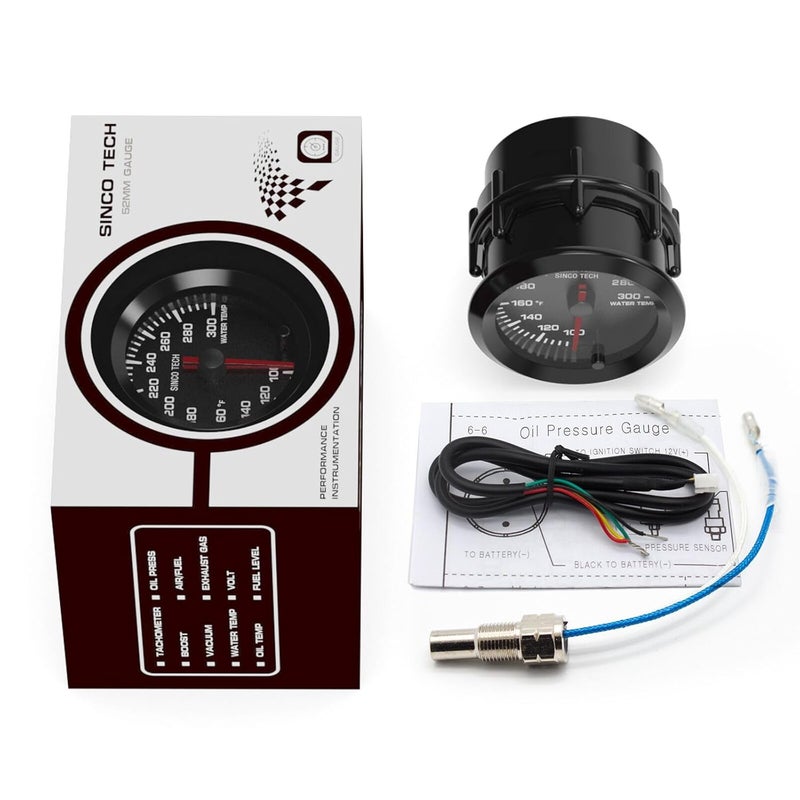 SINCO TECH 7 Color Gauge Kit 2" 52mm Automobile Backlight Pointer Car Meter with Sensor (Water Temp F) - Image 4